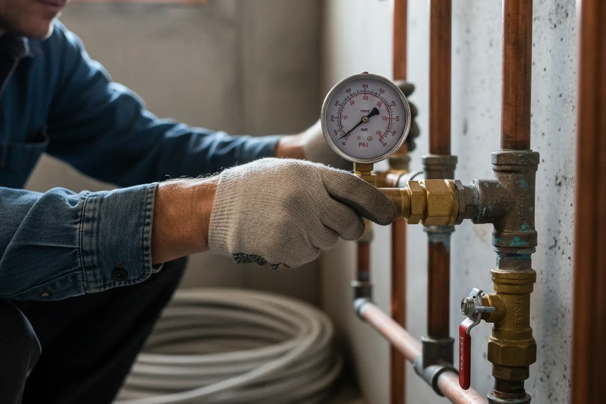 Pressure testing a repaired line during Water Line Repair in Vinita